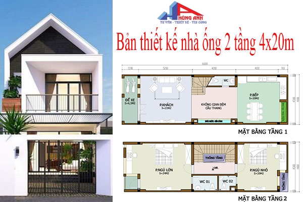 Mẫu thiết kế nhà 2 tầng đẹp, hiện đại, tiết kiệm chi phí bản vẽ thiết kế nhà ống 2 tầng