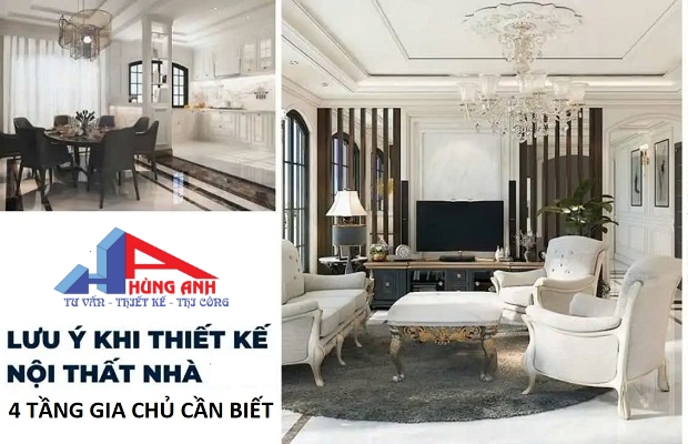 Thiết kế nội thất nhà 4 tầng đẹp, tối ưu công năng lưu ý thiết kế nội thất nhà 4 tầng