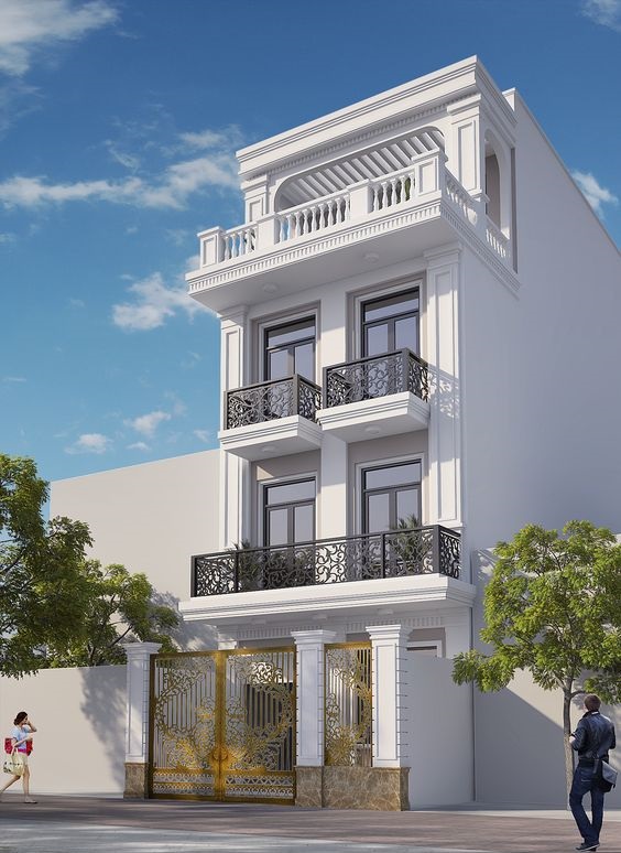 Tổng hợp mẫu nhà ống đẹp, hiện đại, tiết kiệm chi phí mẫu nhà ống 2 tầng tân cổ điển