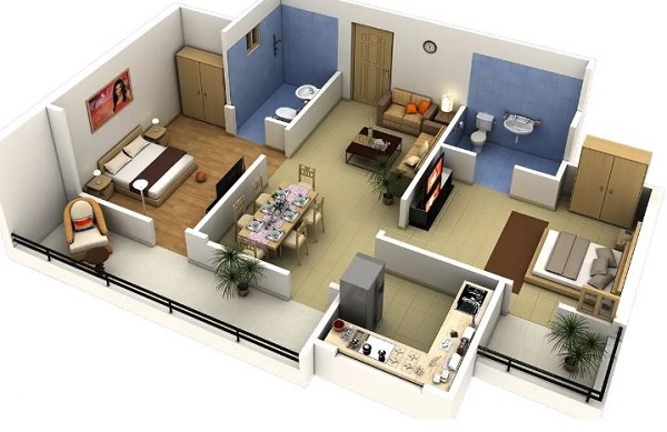 Thiết kế nhà chung cư tối ưu không gian sống mẫu thiết kế nhà chung cư 50m2