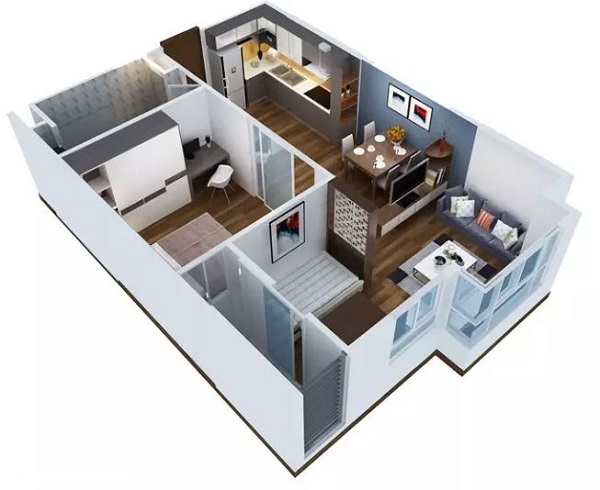 Thiết kế nhà chung cư tối ưu không gian sống mẫu thiết kế nhà chung cư 70m2