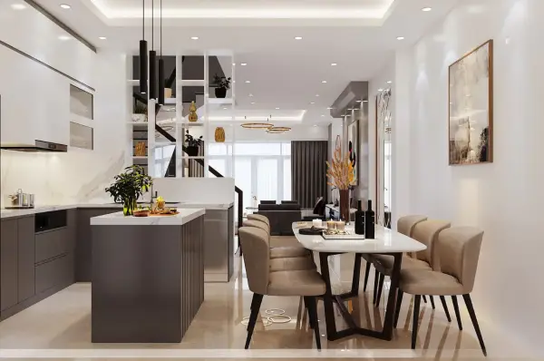 Thiết Kế Nội Thất Nhà Liền Kề Đẹp – Độc Đáo – Tiện Nghi phòng bếp - ăn
