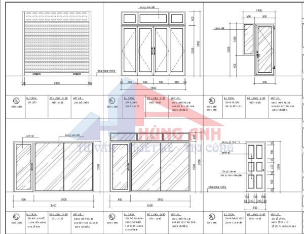 Thiết kế nhà 4 tầng đẹp, hiện đại, sang trọng bản vẽ cửa