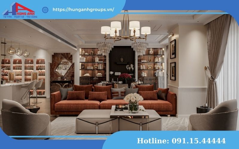 Thiết kế nhà chung cư tối ưu không gian sống phòng khách penhouse