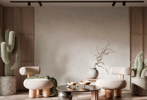 Ý tưởng thiết kế nội thất phòng khách đẹp phong cách Wabi-Sabi