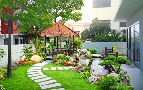 Thiết kế nhà 4 tầng đẹp, hiện đại, sang trọng thiết kế sân vườn nhà 4 tầng