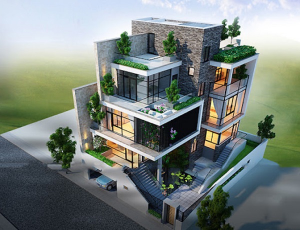 Thiết kế nhà 4 tầng đẹp, hiện đại, sang trọng thiết kế nhà 4 tầng có không gian mở